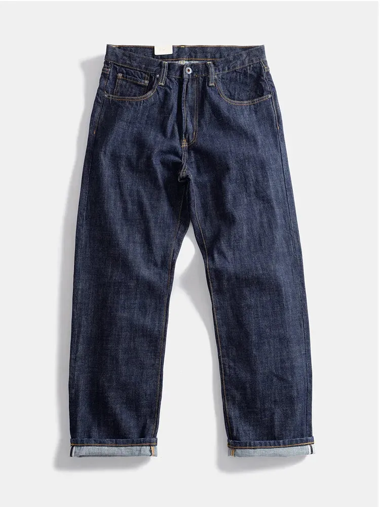 16oz Red Selvedge Denim Jeans Loose Straight Casual Pants