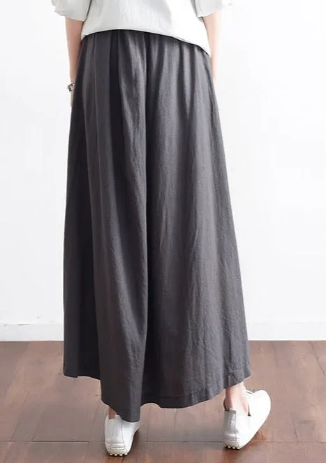 2021 Fall Black Plus Size Linen Skirts Oversize Pleated Skirts Long