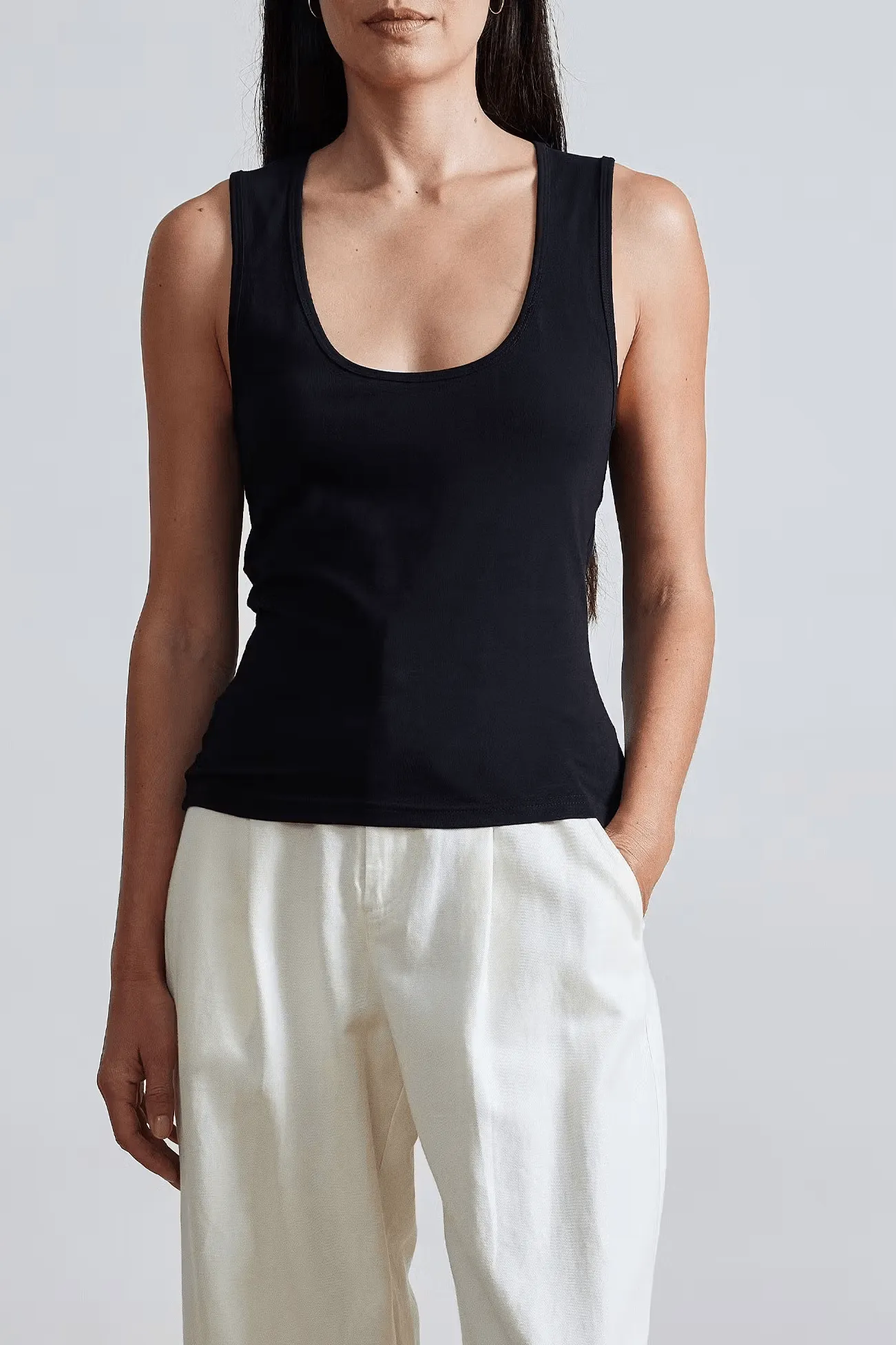 Apiece Apart Uri Low-Cut Tank - Black - FINAL SALE