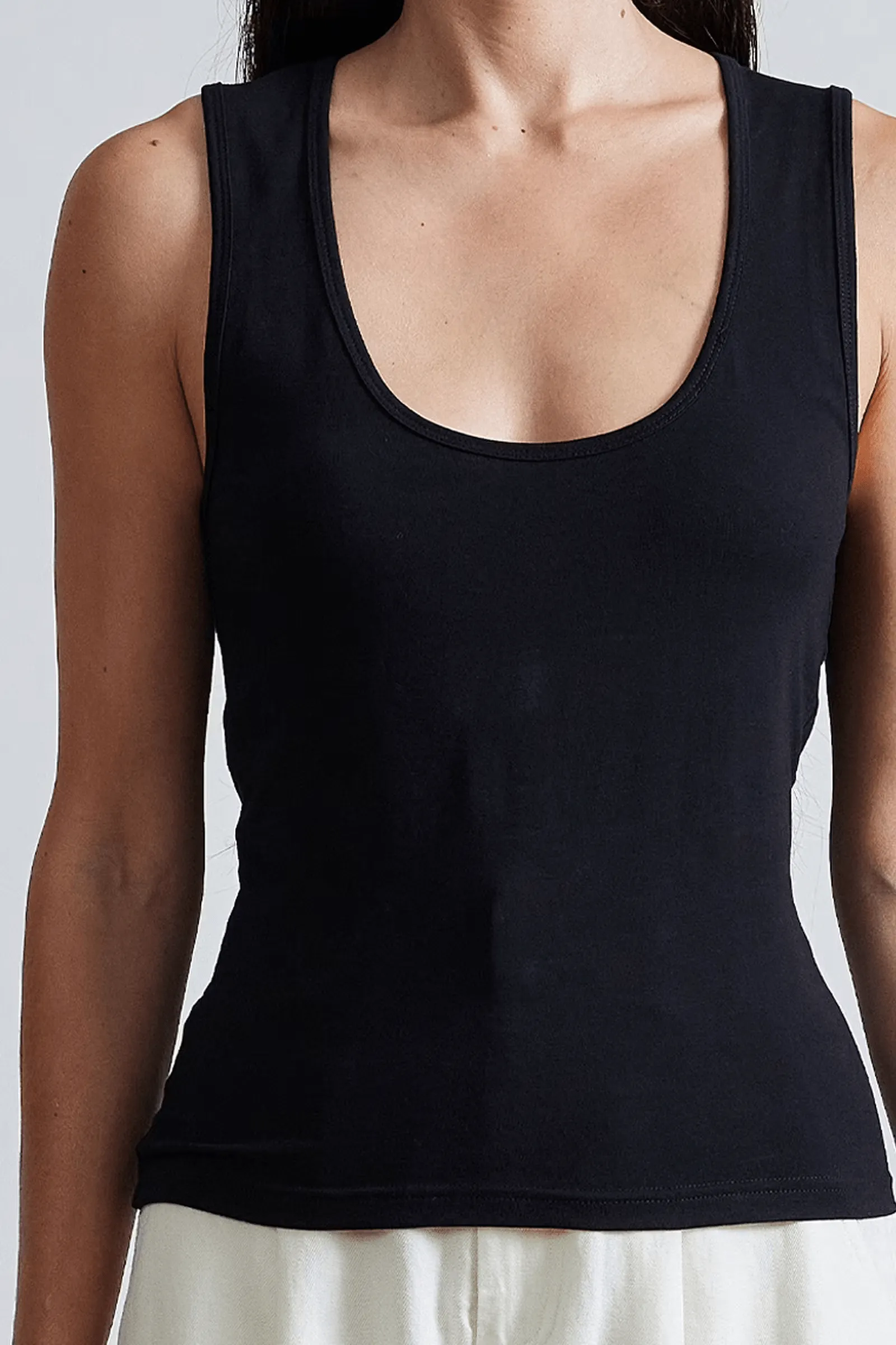 Apiece Apart Uri Low-Cut Tank - Black - FINAL SALE