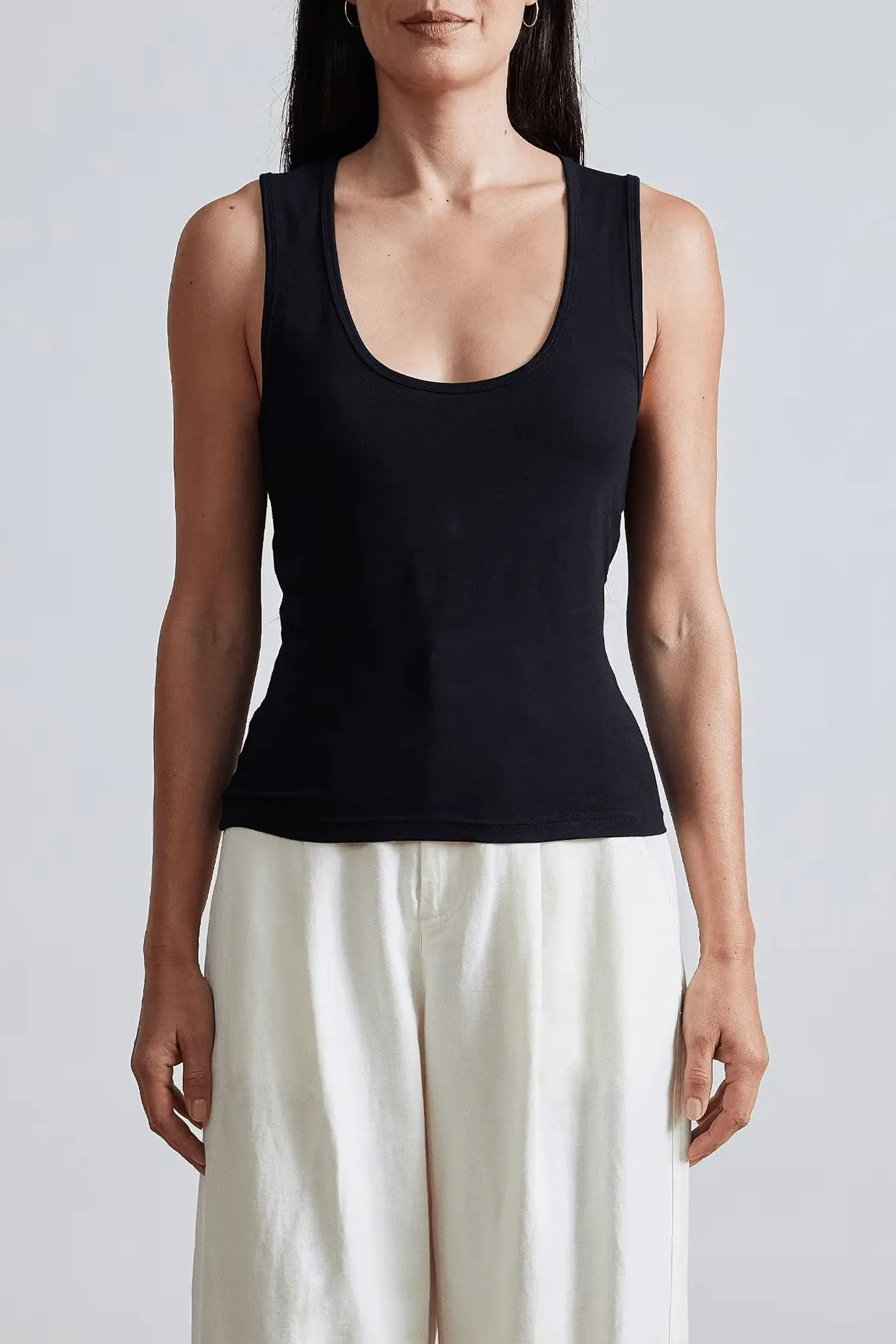 Apiece Apart Uri Low-Cut Tank - Black - FINAL SALE
