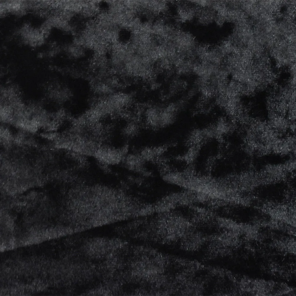 Black Solid Stretch Poly Velvet Knit Fabric