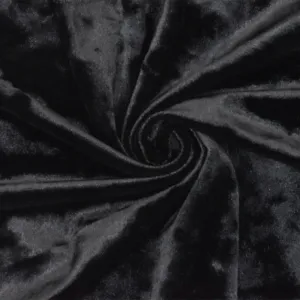 Black Solid Stretch Poly Velvet Knit Fabric