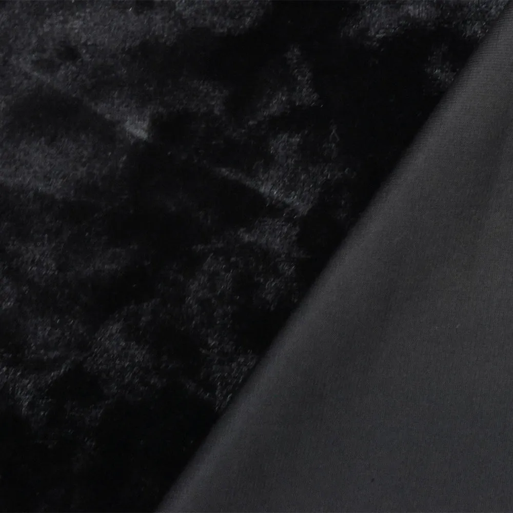 Black Solid Stretch Poly Velvet Knit Fabric