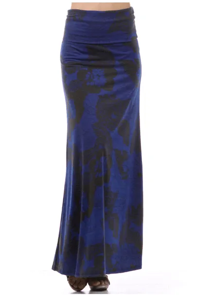 Blue Flower  Maxi Skirt