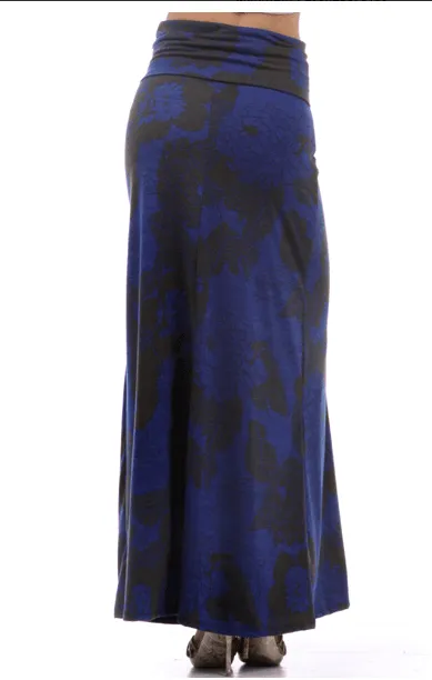 Blue Flower  Maxi Skirt