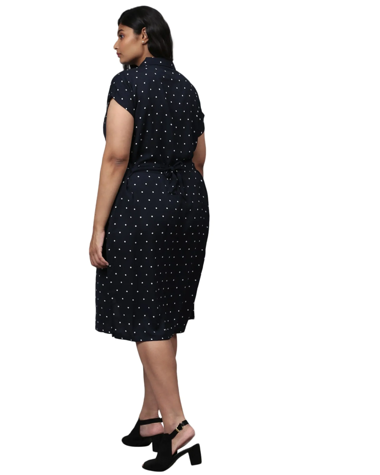Blue Polka Dot Front Button Dress | Blue