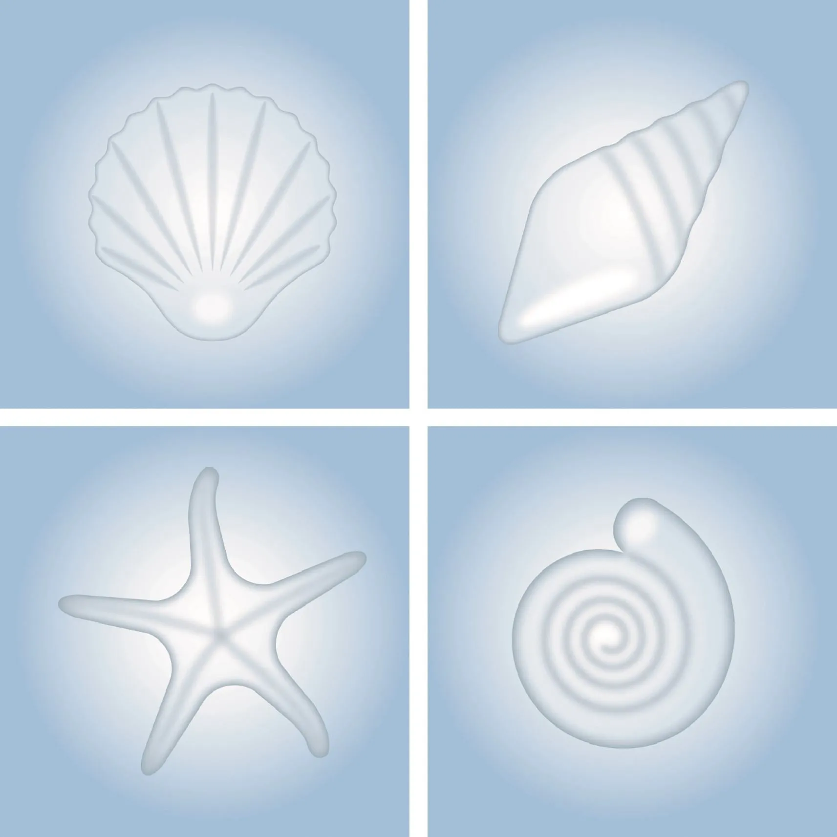Blue Shell Vinyl Sticker Set of 6 (140/140mm, Self-Adhesive)