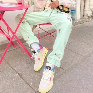 Bohemian floral casual street trousers