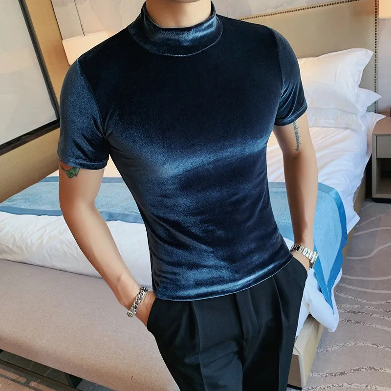 British Casual Double-sided Velvet Short Sleeve Base Tshirt