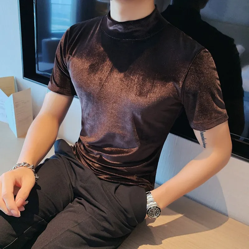 British Casual Double-sided Velvet Short Sleeve Base Tshirt