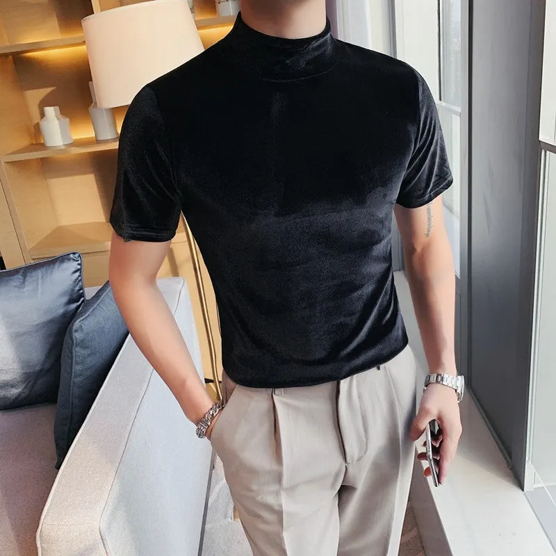 British Casual Double-sided Velvet Short Sleeve Base Tshirt