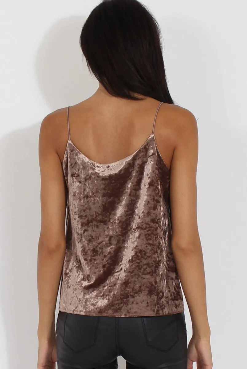 Brown Velvet Cami Top - Misty