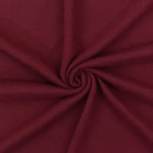 Burgundy Red Solid Stretch Poly Brushed Jersey Knit Fabric