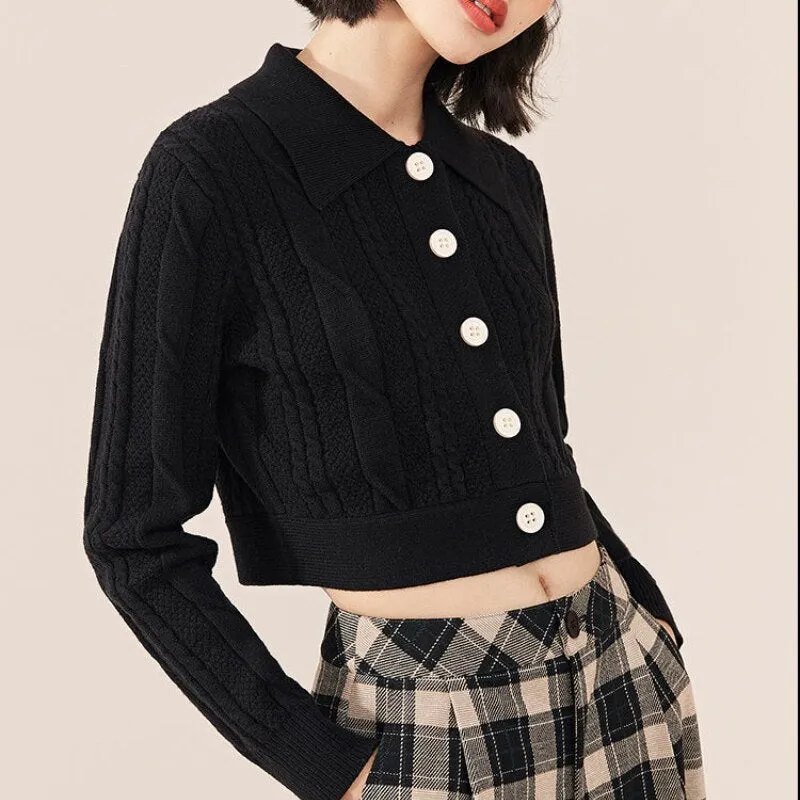 Cardigan Women Autumn New Solid Vintage Slim Single Breasted All match