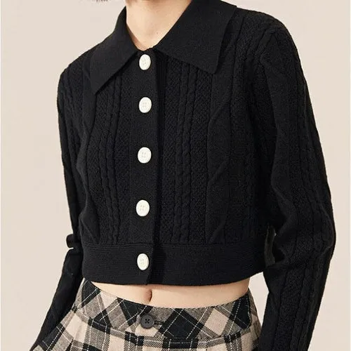 Cardigan Women Autumn New Solid Vintage Slim Single Breasted All match
