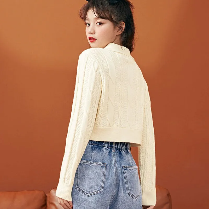Cardigan Women Autumn New Solid Vintage Slim Single Breasted All match