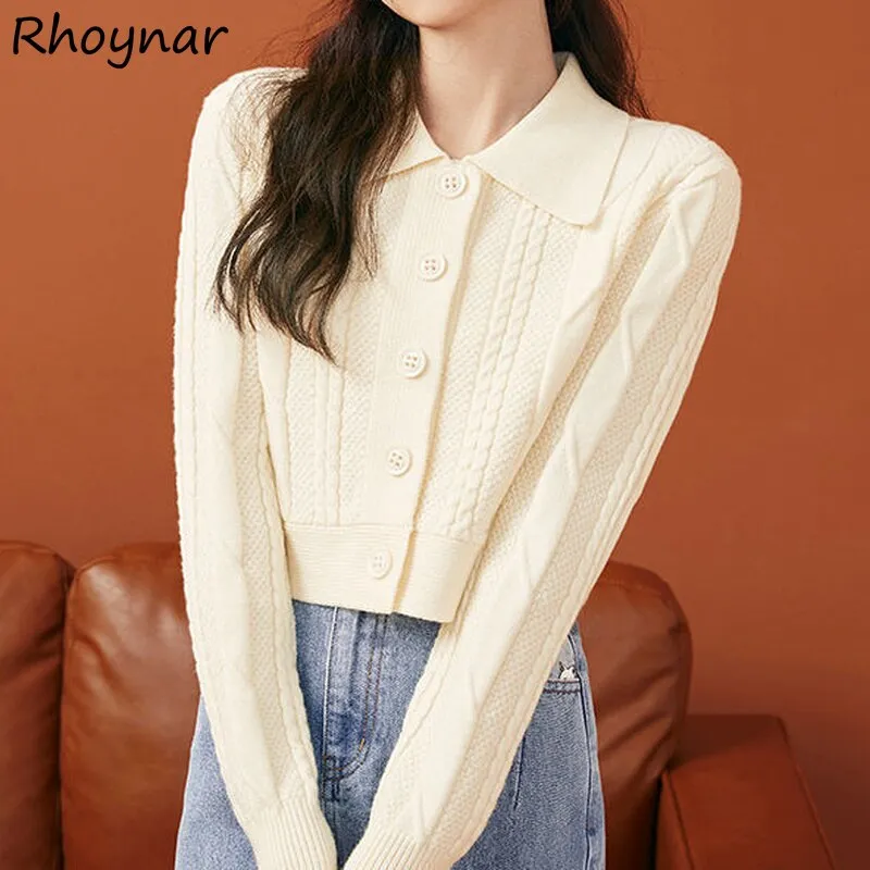 Cardigan Women Autumn New Solid Vintage Slim Single Breasted All match