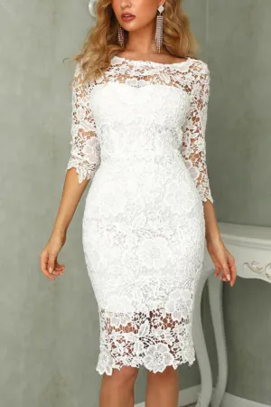 Chic Ivory Long Sleeves Knee Length Lace Homecoming Dresses PFH0467