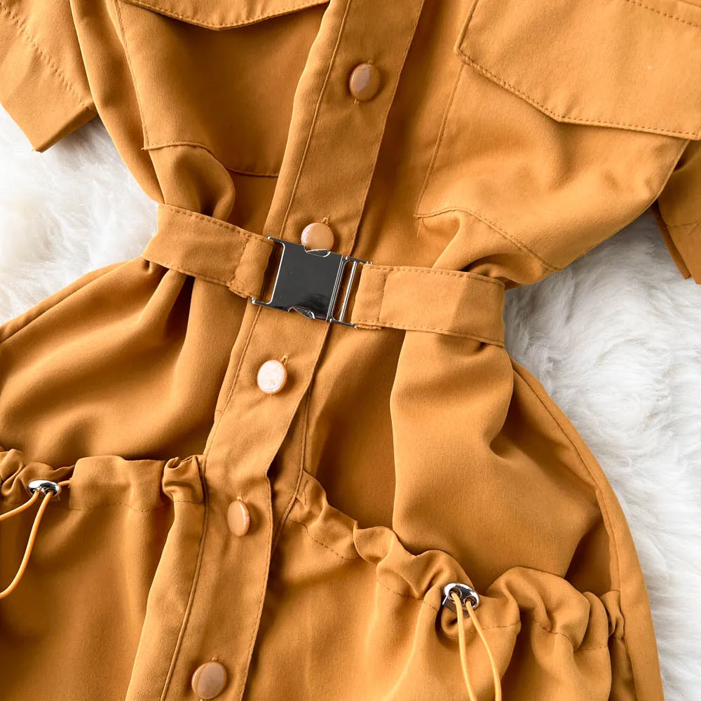 Chic Solid Color Shirt Dress