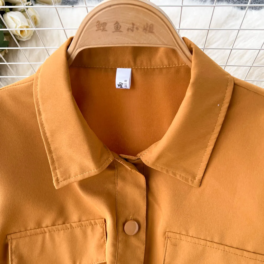 Chic Solid Color Shirt Dress