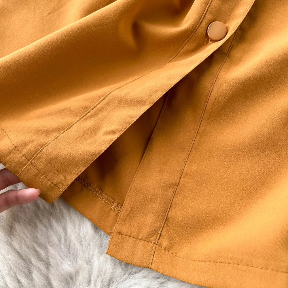 Chic Solid Color Shirt Dress