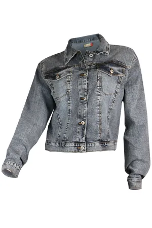 Clove Jeans Blouson Blue Grey Stretch Denim Cropped Jacket Womens Plus Size 10-24