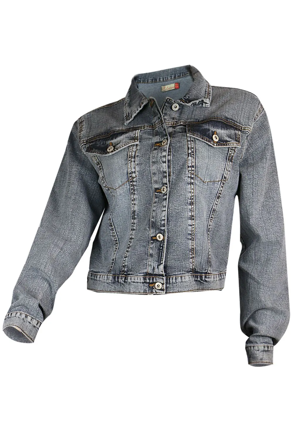 Clove Jeans Blouson Blue Grey Stretch Denim Cropped Jacket Womens Plus Size 10-24