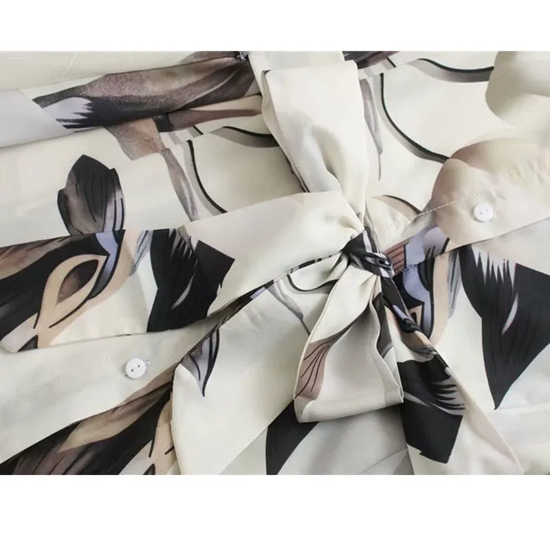 Contemporary Abstract Floral Cotton Luxury Wrap Dress