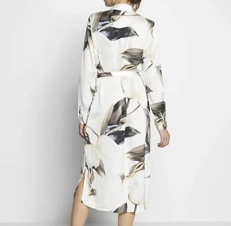 Contemporary Abstract Floral Cotton Luxury Wrap Dress