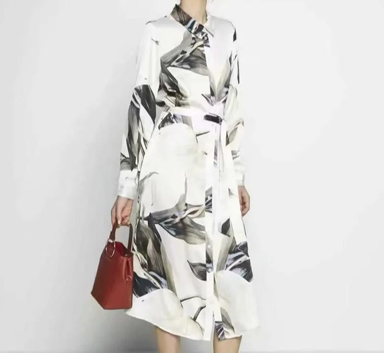 Contemporary Abstract Floral Cotton Luxury Wrap Dress