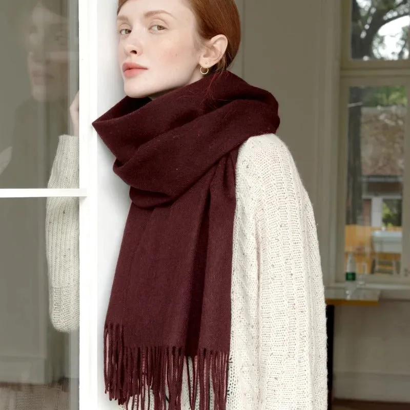 Cozy Wool Winter Wrap Scarf with Tassels