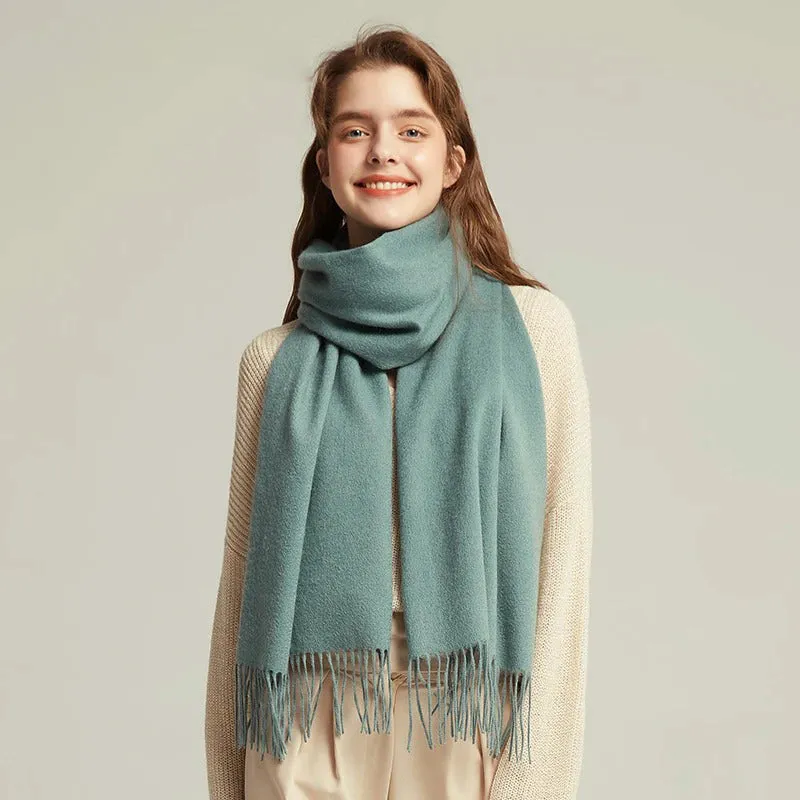 Cozy Wool Winter Wrap Scarf with Tassels