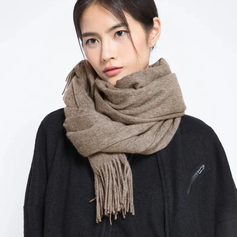 Cozy Wool Winter Wrap Scarf with Tassels