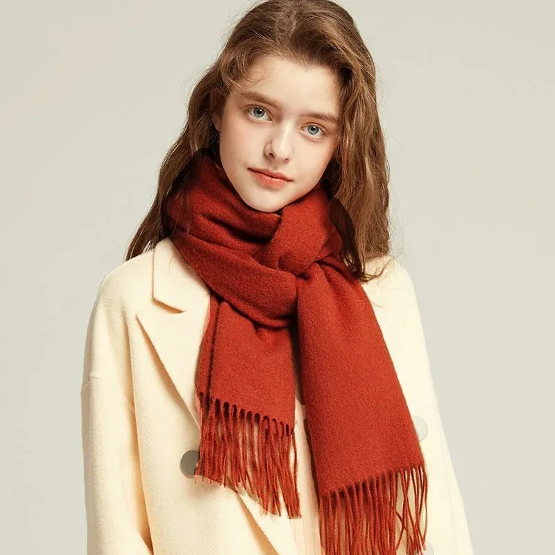 Cozy Wool Winter Wrap Scarf with Tassels