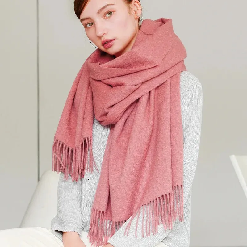 Cozy Wool Winter Wrap Scarf with Tassels