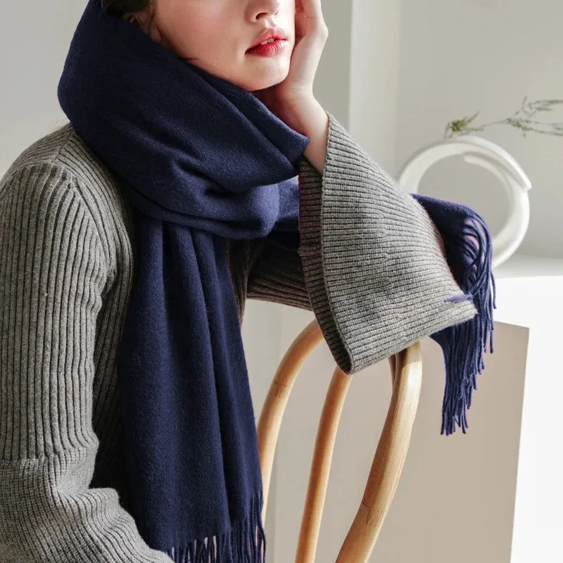 Cozy Wool Winter Wrap Scarf with Tassels