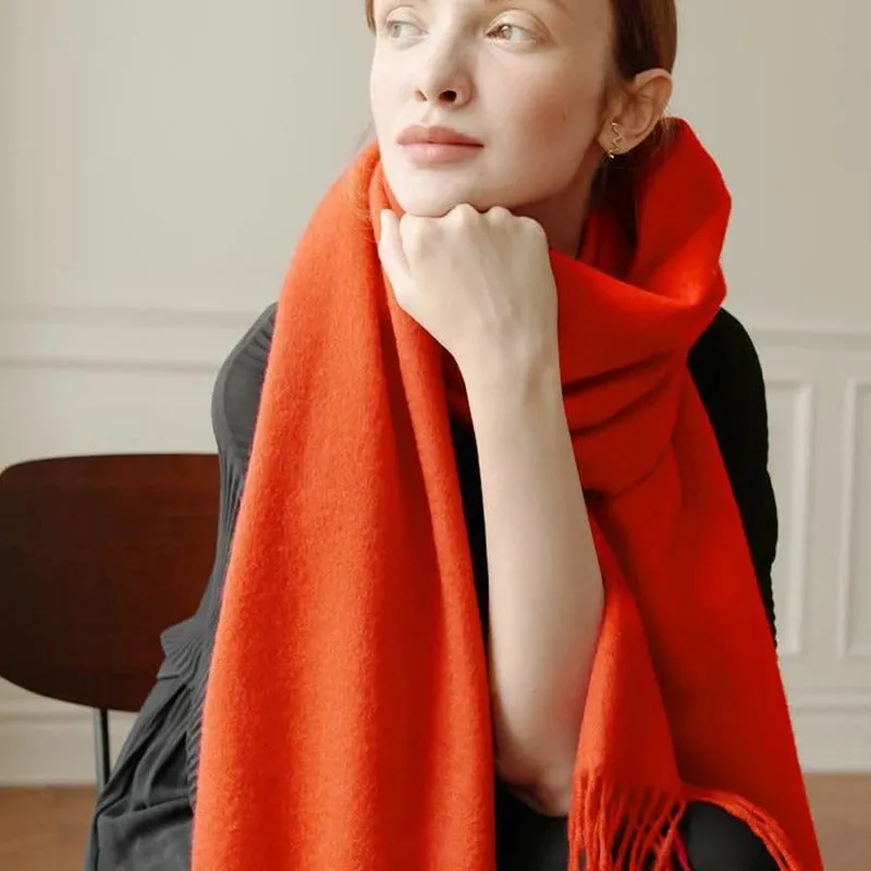Cozy Wool Winter Wrap Scarf with Tassels