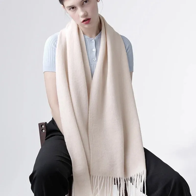 Cozy Wool Winter Wrap Scarf with Tassels