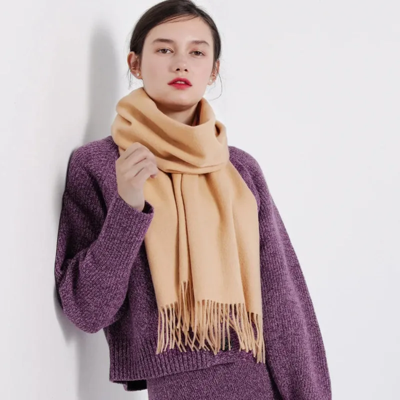 Cozy Wool Winter Wrap Scarf with Tassels