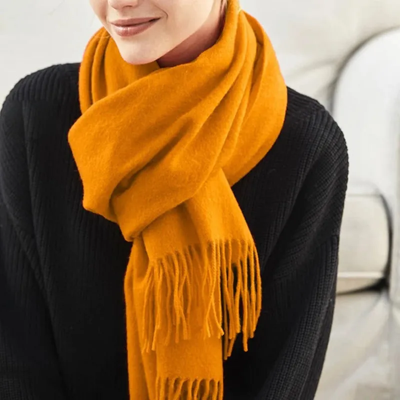 Cozy Wool Winter Wrap Scarf with Tassels