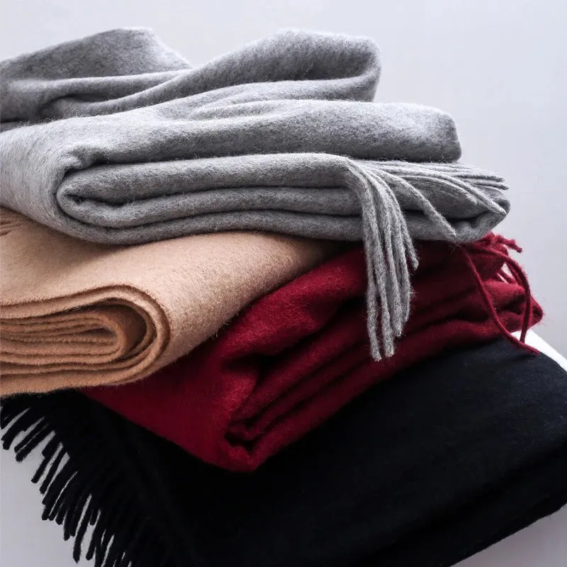 Cozy Wool Winter Wrap Scarf with Tassels