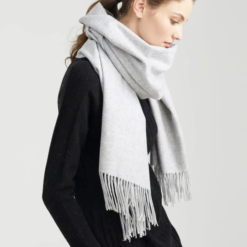 Cozy Wool Winter Wrap Scarf with Tassels
