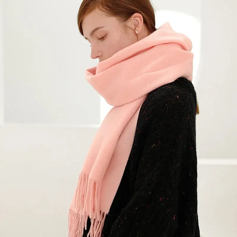 Cozy Wool Winter Wrap Scarf with Tassels
