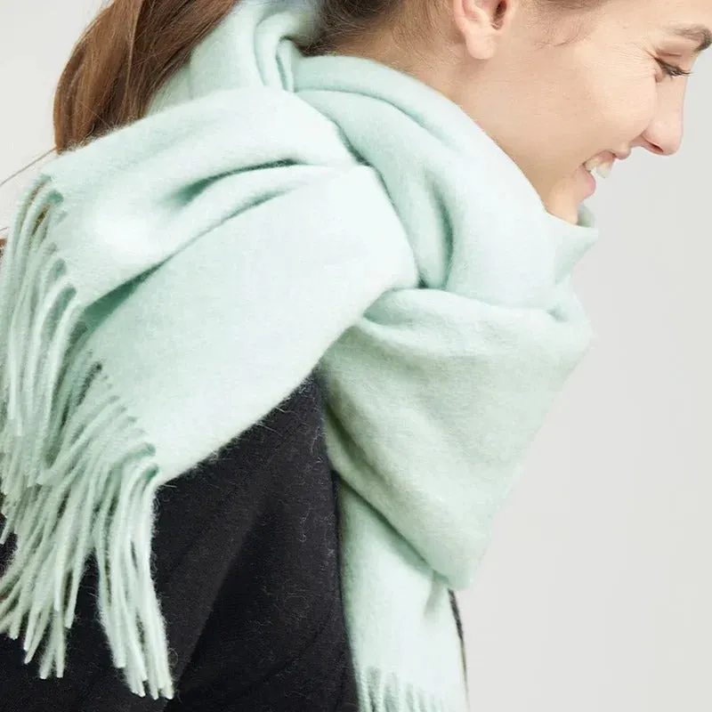 Cozy Wool Winter Wrap Scarf with Tassels