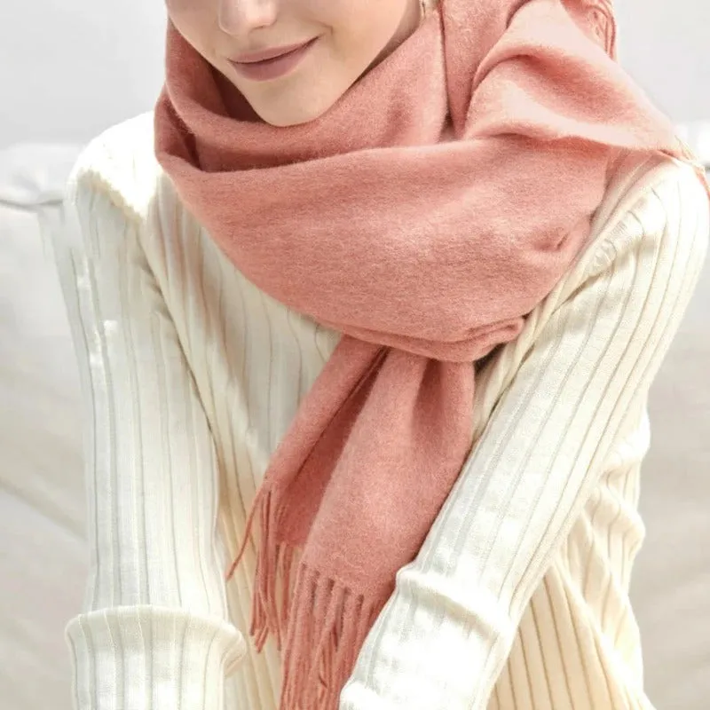 Cozy Wool Winter Wrap Scarf with Tassels
