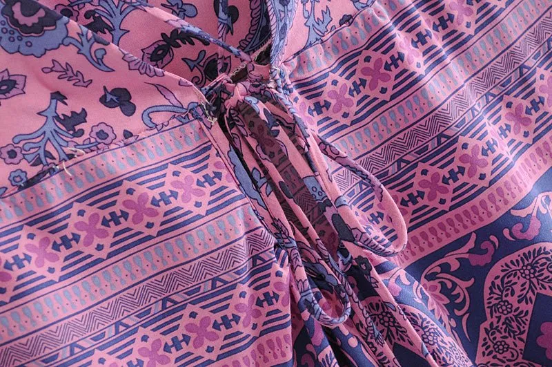 CUSHLA Boho Chic Purple Sleeveless Dress