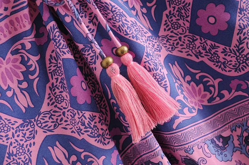 CUSHLA Boho Chic Purple Sleeveless Dress