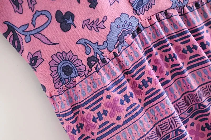 CUSHLA Boho Chic Purple Sleeveless Dress