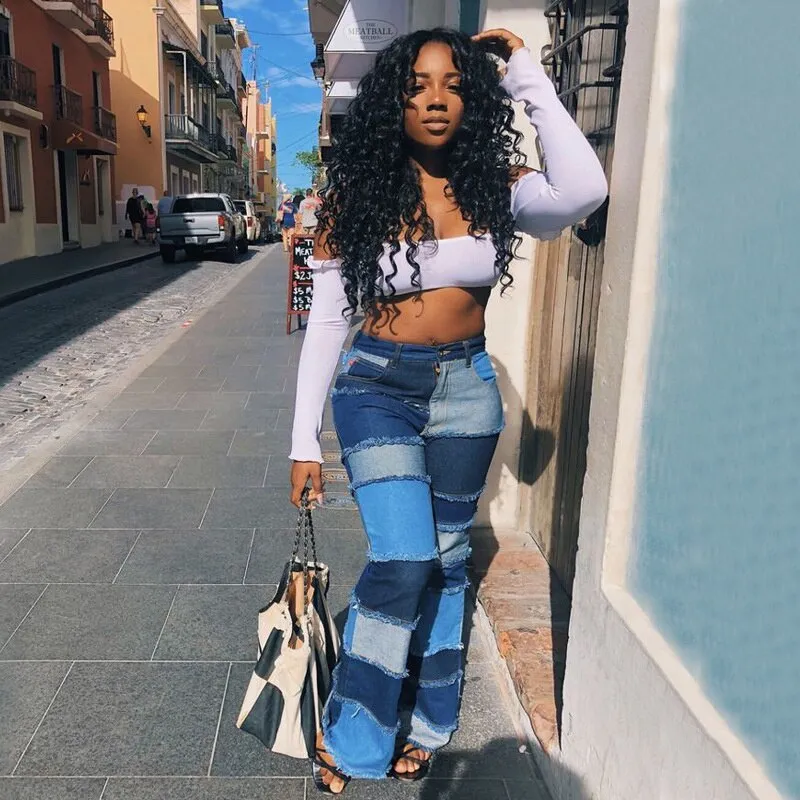 Cute Casual Patch Denim Jeans